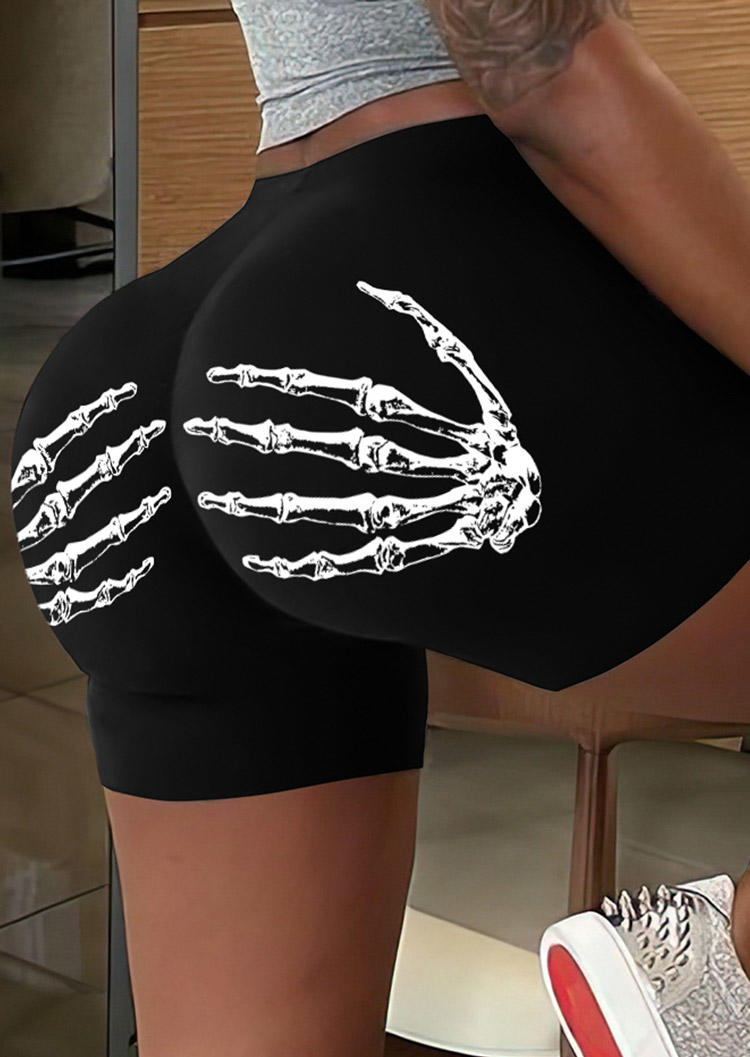 Skeleton Hand Boyshort Panties - Black