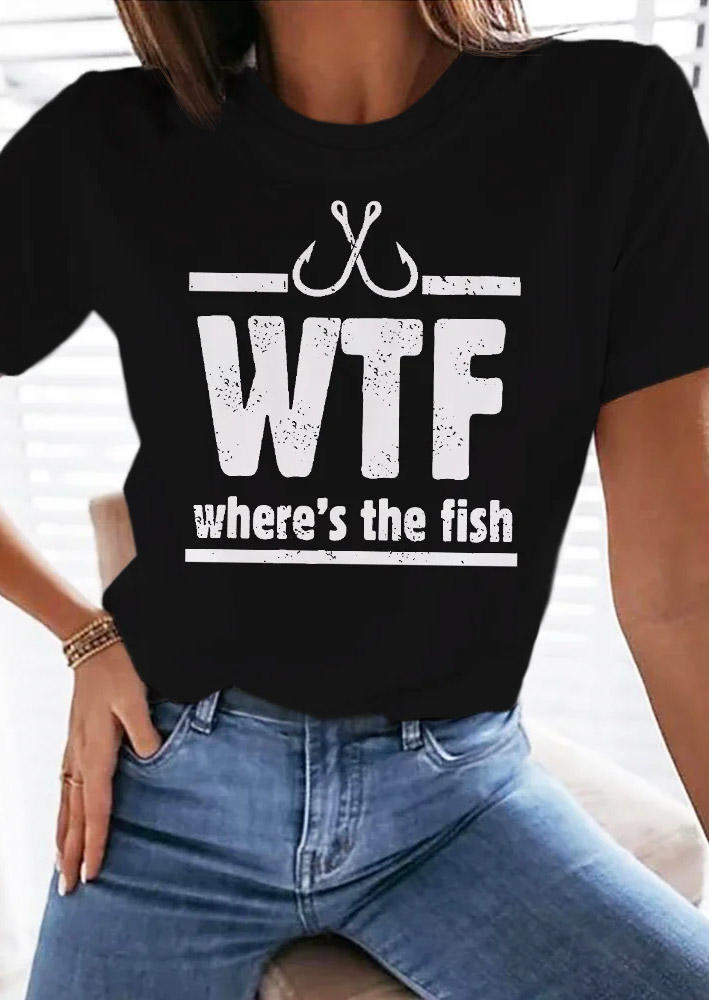 

Where' The Fish T-Shirt Tee - Black, SCM018852