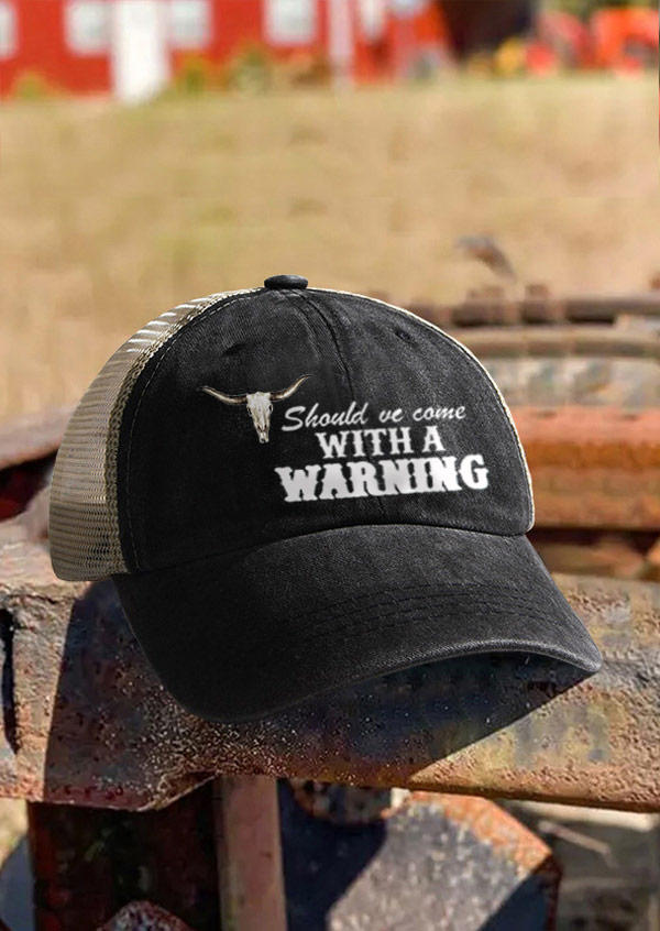 

Should've Come With A Warning Steer Skull Baseball Cap, Black, SCM018778