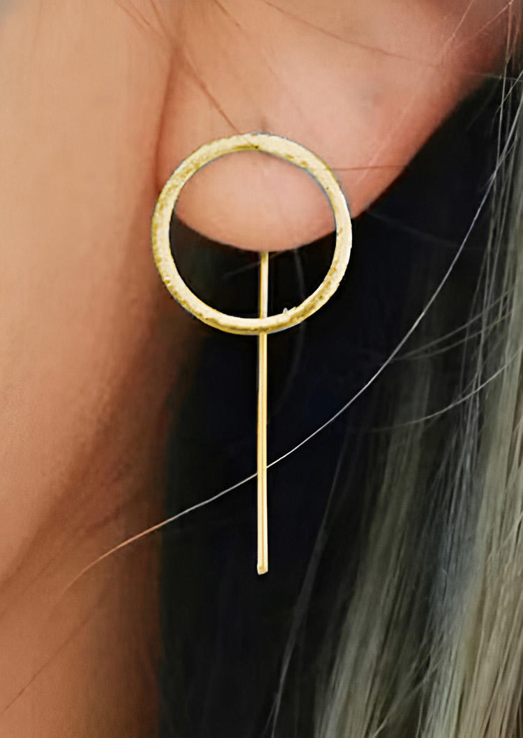 

Concise Hollow Out Round Earrings, Gold, SCM018291