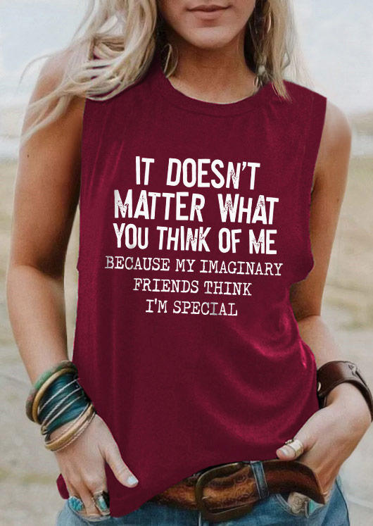 

It Doesn't Matter What You Think Of Me Tank - Burgundy, Red, SCM018784