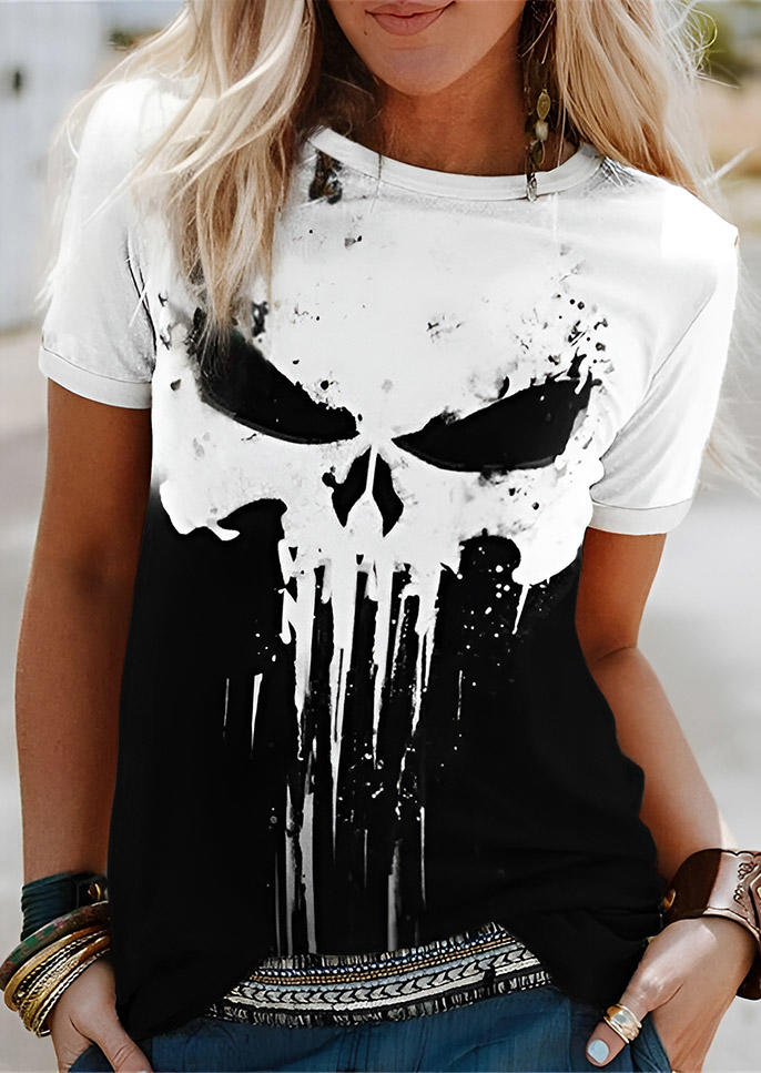 

Darkness Skull T-Shirt Tee, Multicolor, SCM018907