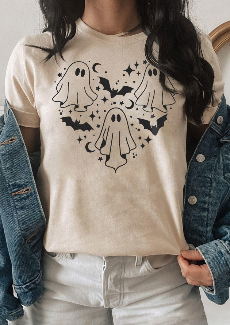 

Halloween Spooky Season Ghost Bat T-Shirt Tee - Apricot, SCM018781