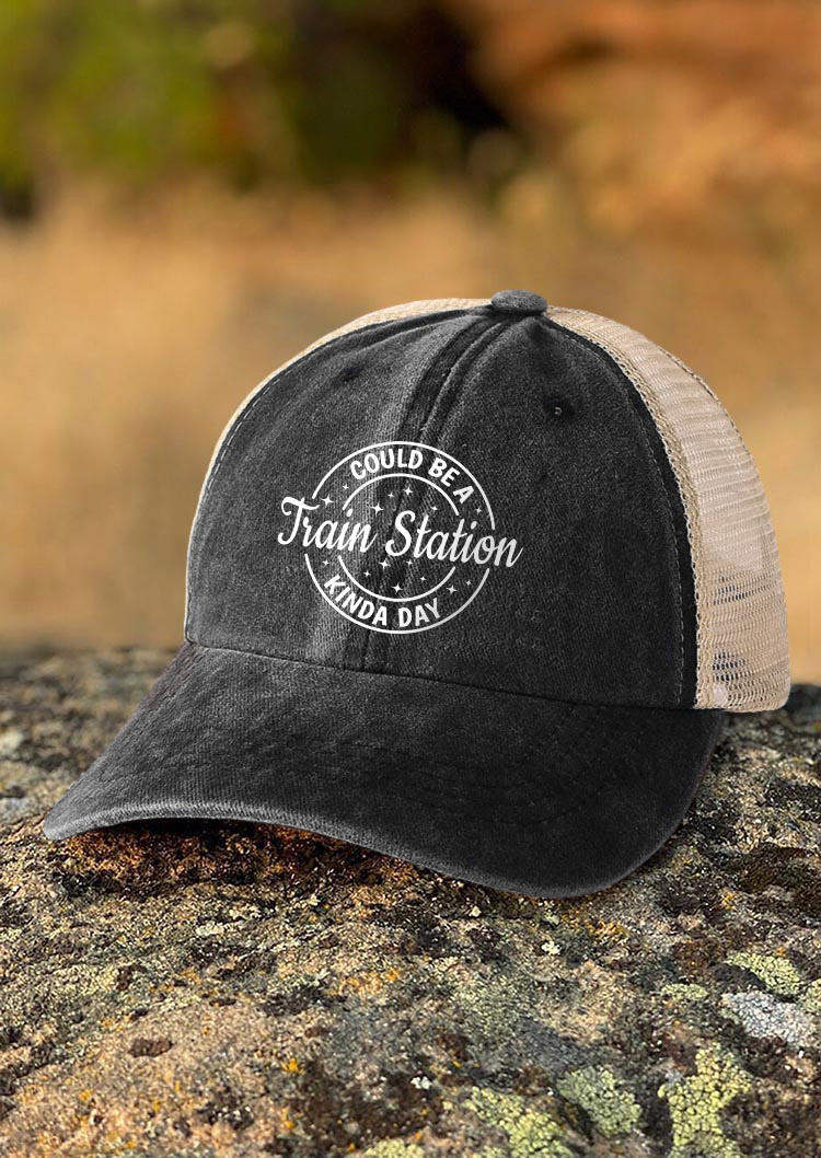 

Could Be A Train Station Kinda Day Baseball Cap, Black, SCM018804