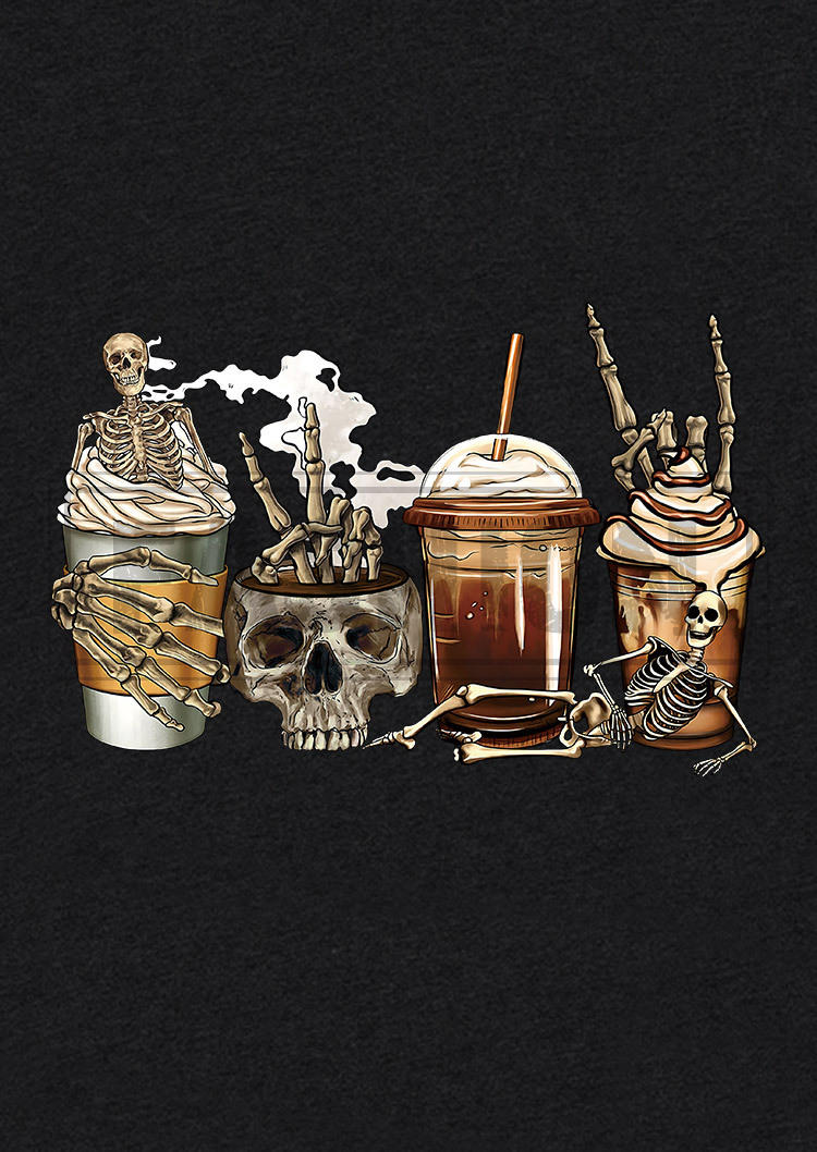 Halloween Skeleton Hand O-Neck T-Shirt Tee - Black