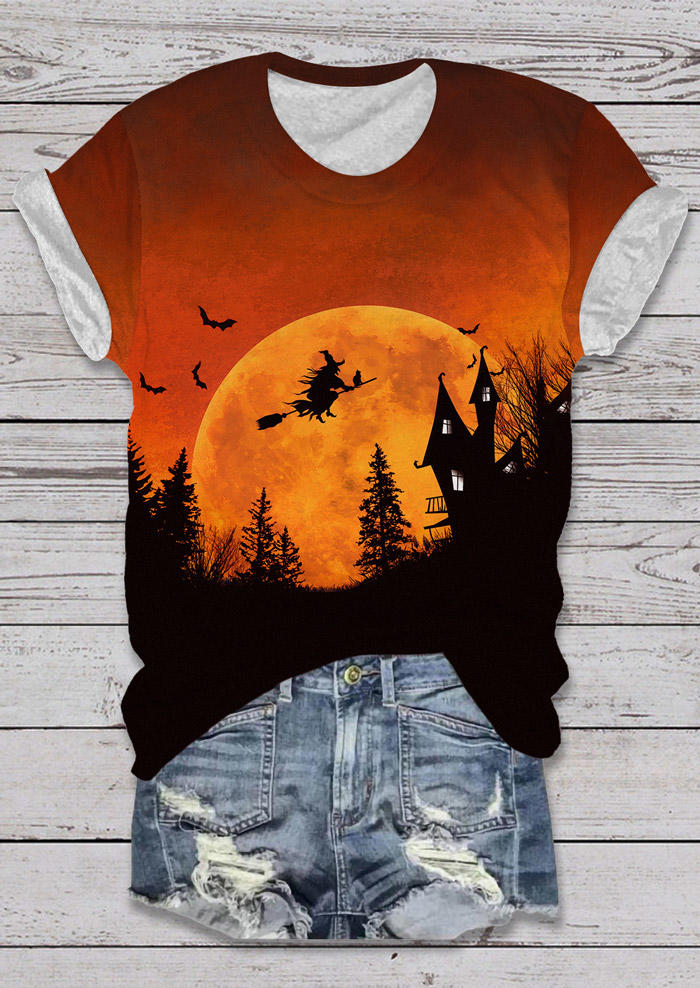 

Witch O-Neck T-Shirt Tee, Multicolor, SCM018682