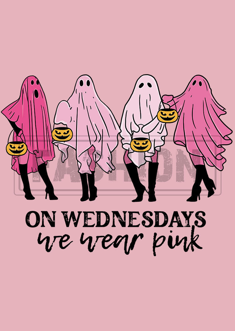 Halloween On Wednesday We Wear Pink T-Shirt Tee