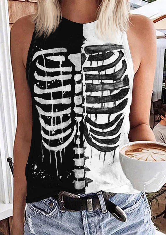 

Color Block Skeleton Tank, Multicolor, SCM018952