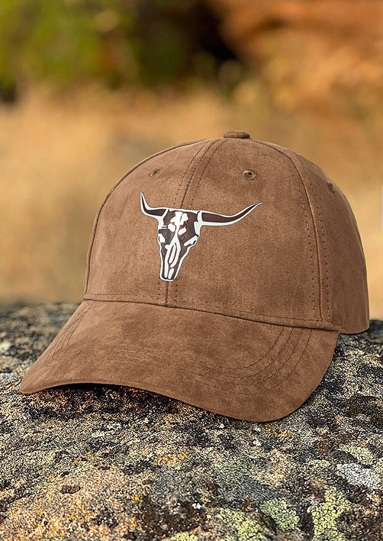 

Steer Skull Baseball Cap - Coffee, Brown, SCM018809