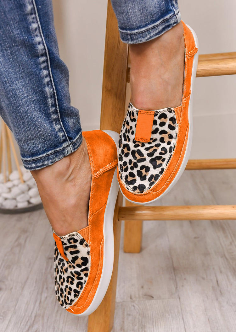 

Leopard Slip On Round Toe Flat Sneakers, Multicolor, SCM019088