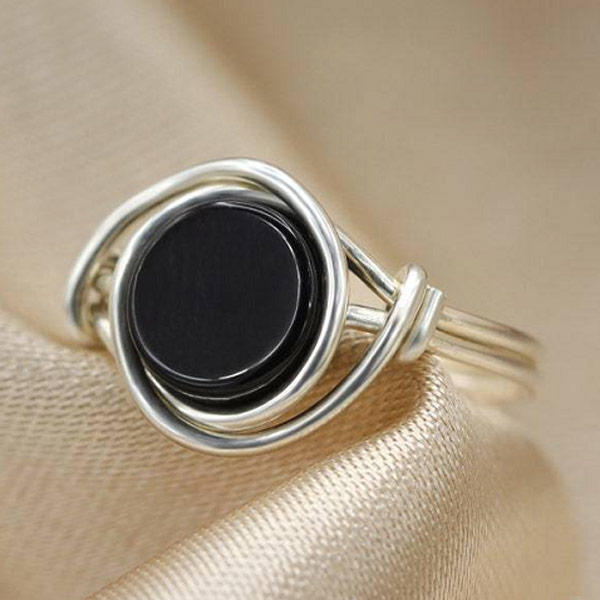 Wire Wrapped Onyx Alloy Ring