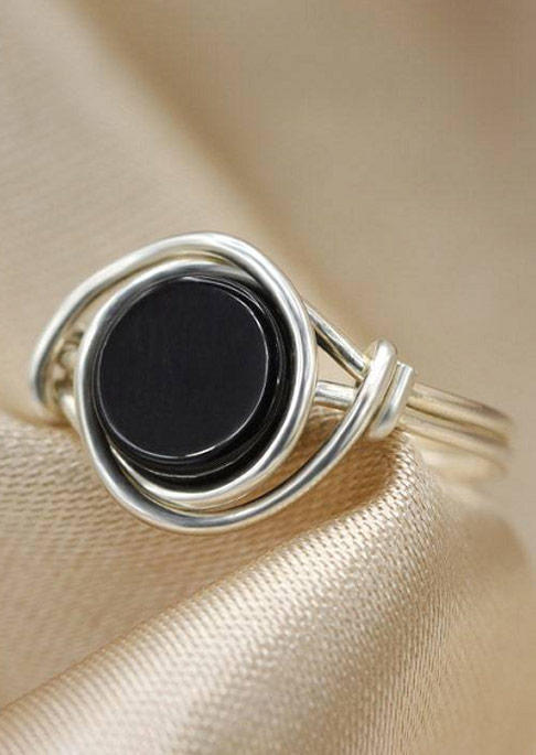 

Wire Wrapped Onyx Alloy Ring, Silver, SCM018289