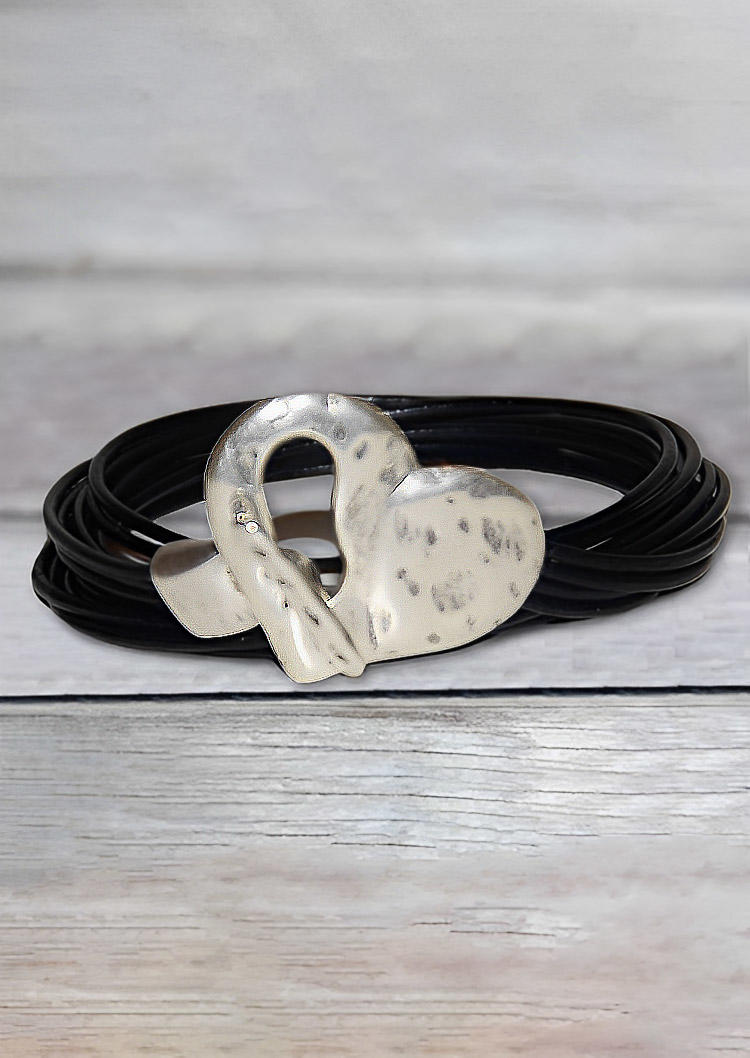 

Bohemian Heart Alloy Bracelet, Black, SCM018718