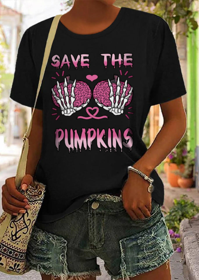 

Save The Pumpkins Skeleton Hand Leopard T-Shirt Tee - Black, SCM019182