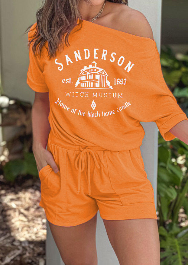 

Halloween Home Of The Black Flame Candle Romper - Orange, SCM019191