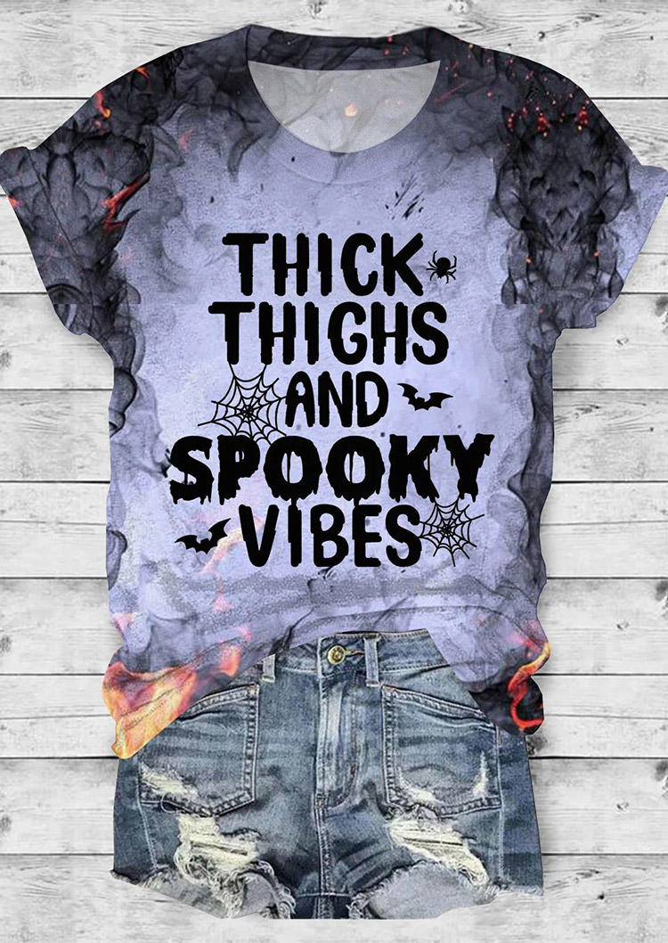

Thick Thighs And Spooky Vibes T-Shirt Tee, Multicolor, SCM018950