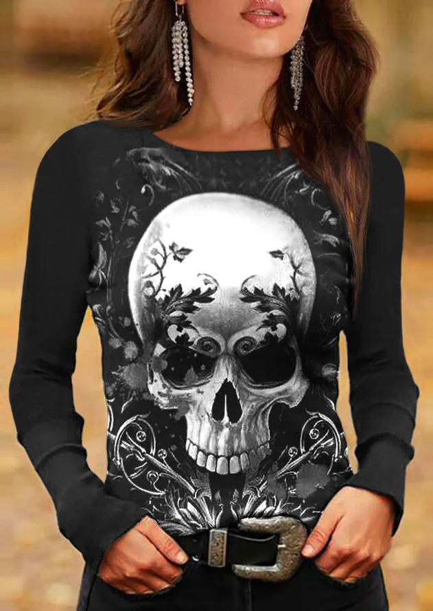 

Skull Gothic T-Shirt Tee - Black, SCM019025
