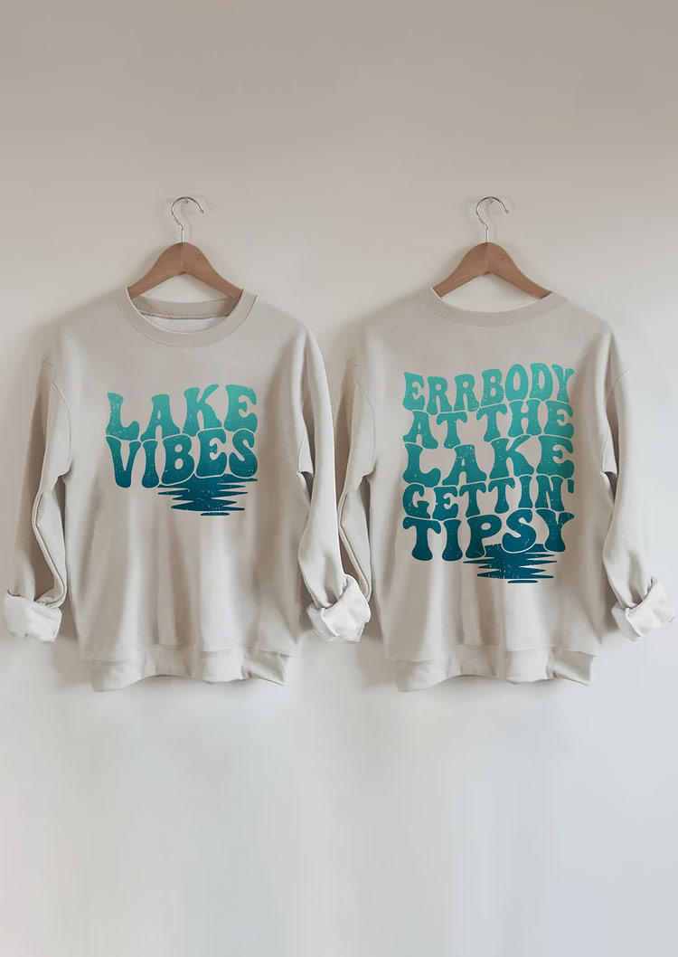 

Lake Vibes Errbody At The Lake Gettin' Tipsy Sweatshirt - Light Grey, Gray, SCM019171