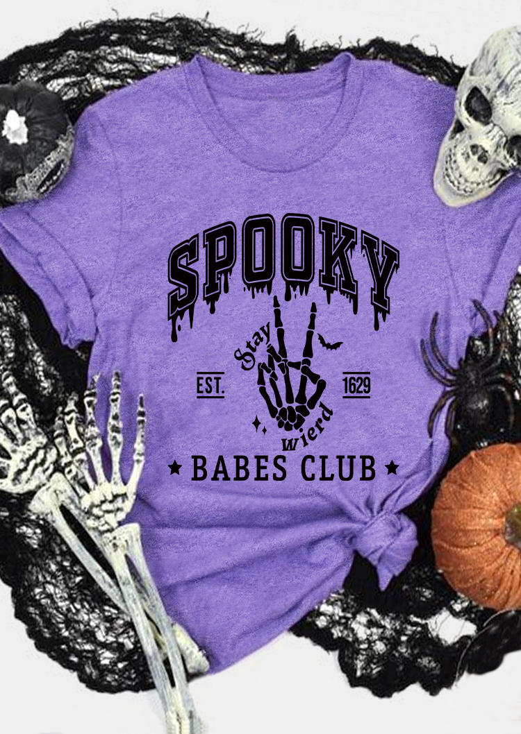 

Spooky Babes Club Skeleton Hand T-Shirt Tee - Purple, SCM019199
