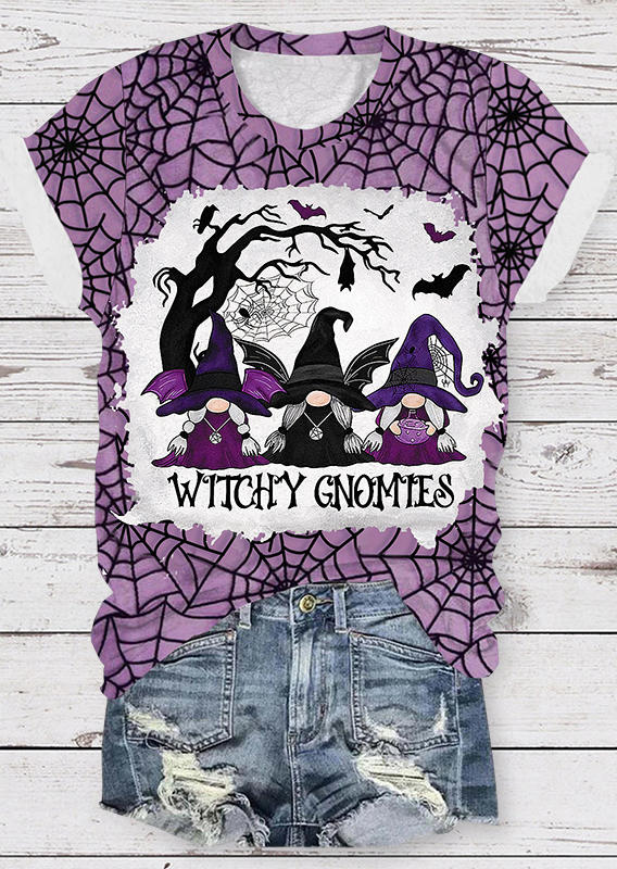 

Witchy Gnomies Spider Web T-Shirt Tee - Purple, SCM019172