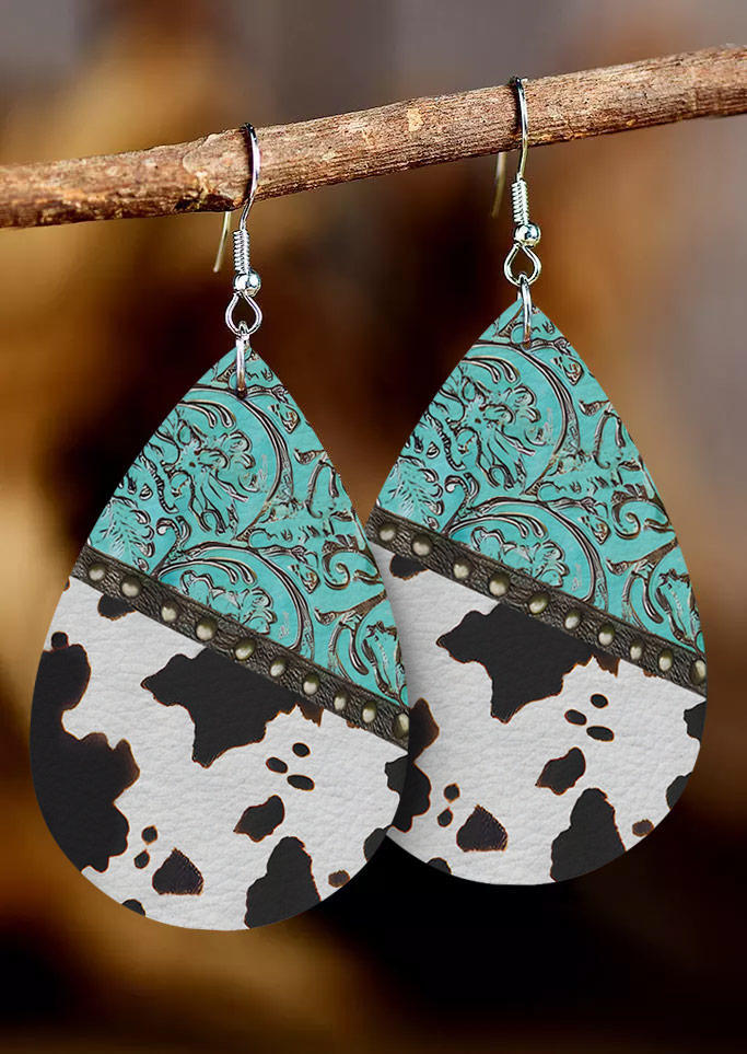 

Cow PU Leather Water Drop Earrings, Multicolor, SCM019337