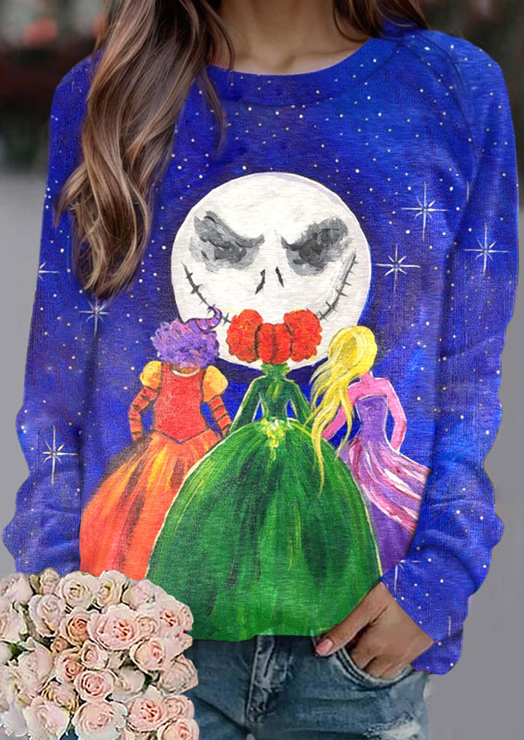 

Halloween Starry Sky Witch Sweatshirt - Blue, SCM019398