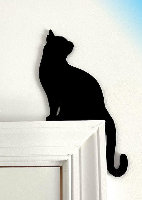 

Cat Sitting Door Corner Ornament - Black, SCM019043