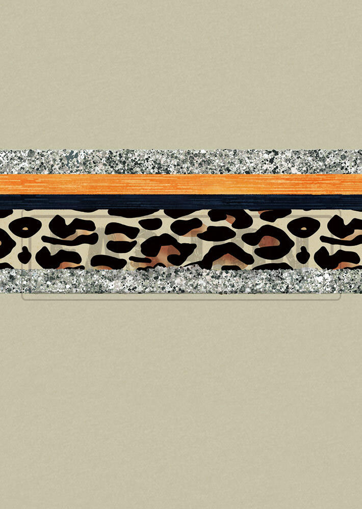 Leopard Striped Long Sleeve V-Neck Blouse - Apricot