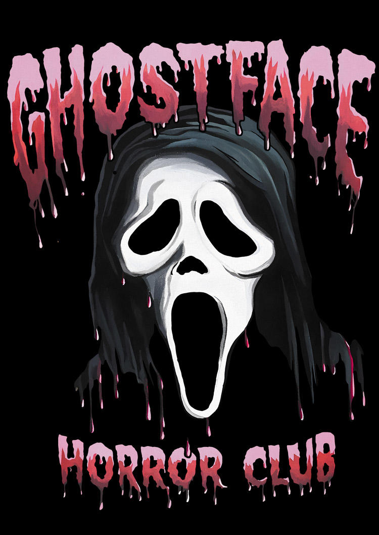 Halloween Ghostface Horror Club Hoodie - Black