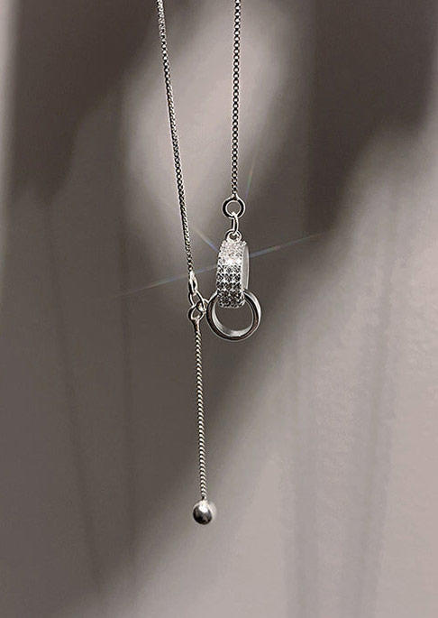 

Rhinestone Alloy Pendant Necklace, Silver, SCM019236