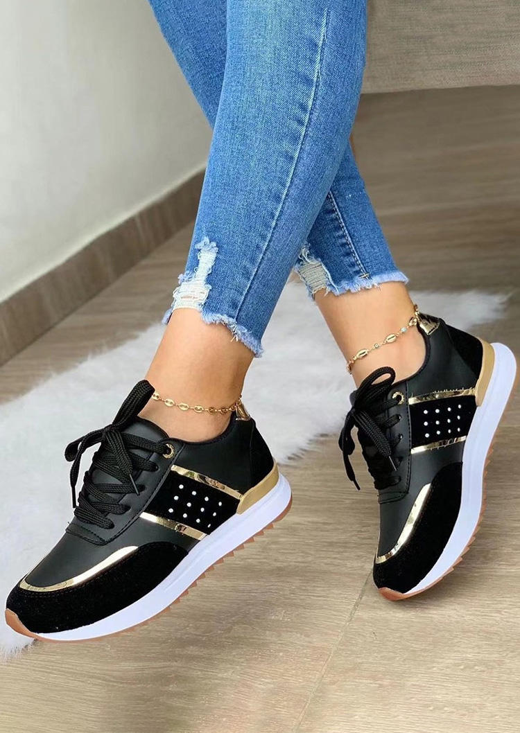 Lace Up Platform Sneakers - Black