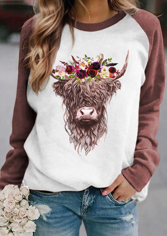 

Highland Cattle Rose Sweatshirt, Multicolor, SCM019403
