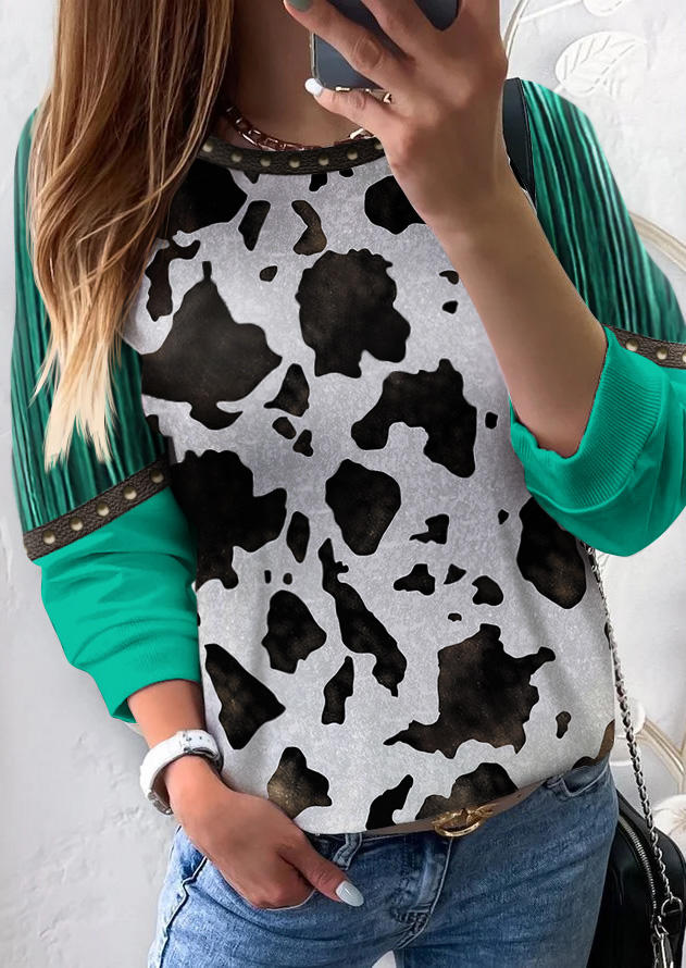 

Western Cow Abstract Graphic Sweatshirt, Multicolor, SCM019484
