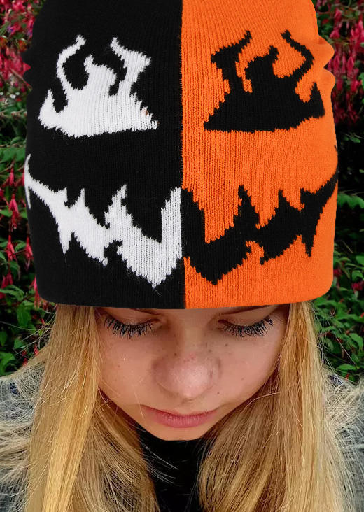 

Devil Color Block Knitted Hat, Multicolor, SCM019132