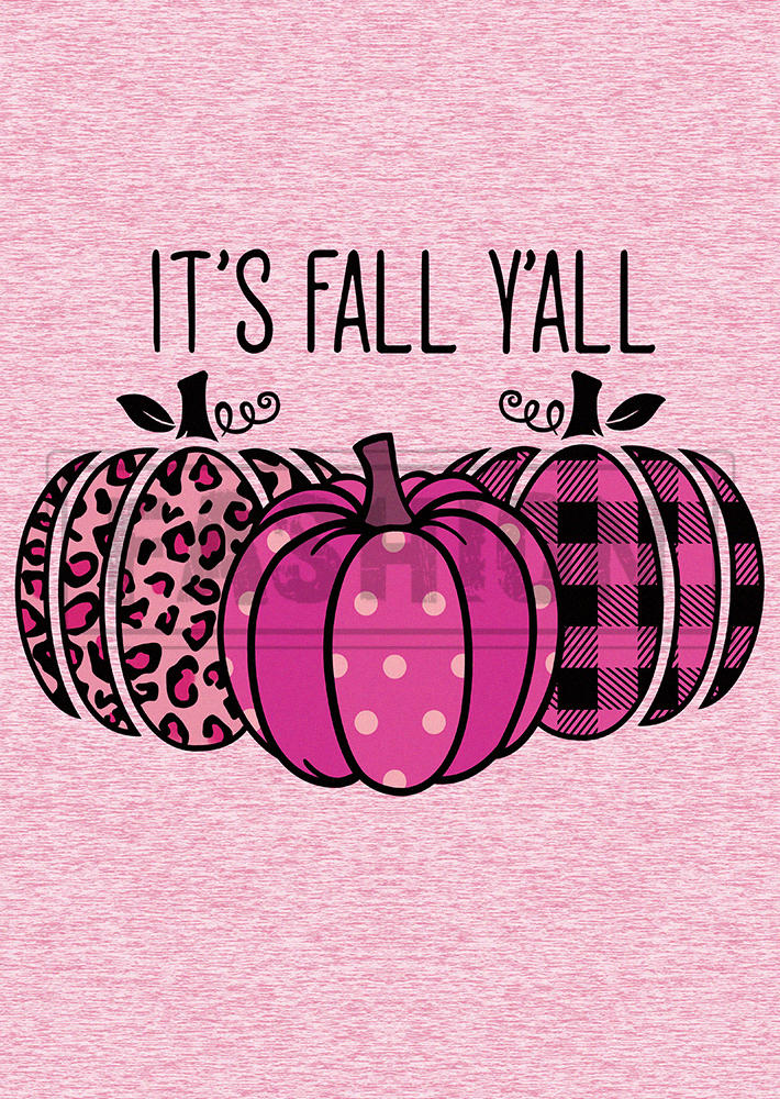 It's Fall Y'all Pumpkin Leopard Plaid One Sided Cold Shoulder Blouse - Pink