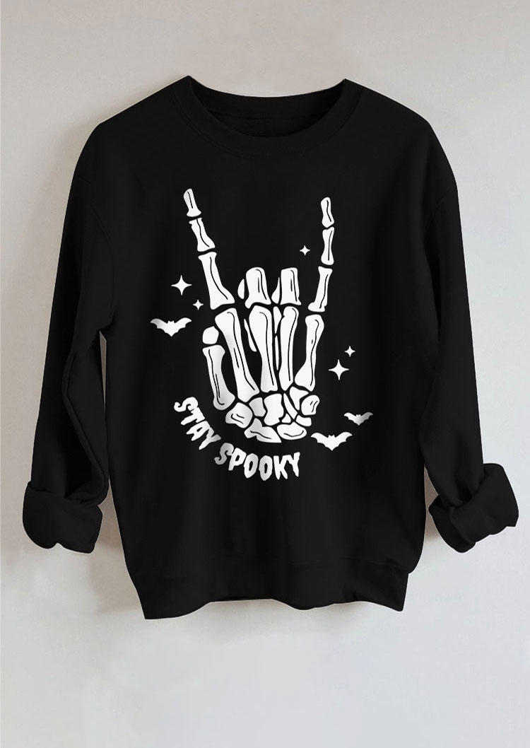Stay Spooky Skeleton Hand Sweatshirt - Black