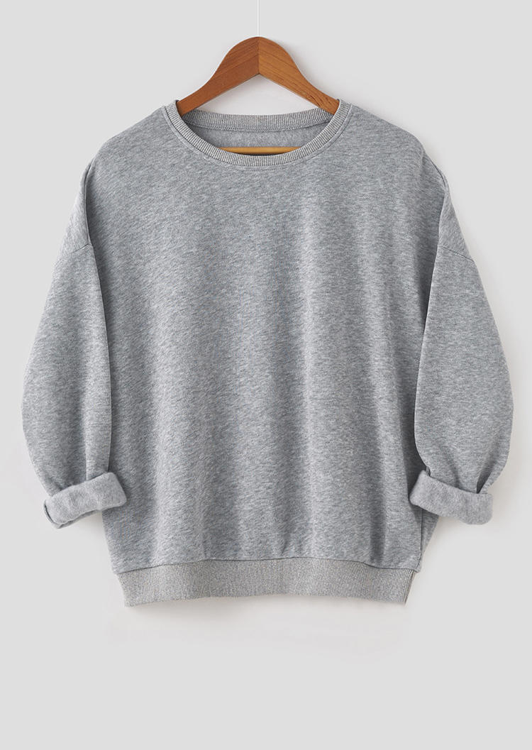 

Long Sleeve Drop-shoulder Loose Sweatshirt - Gray, 517667