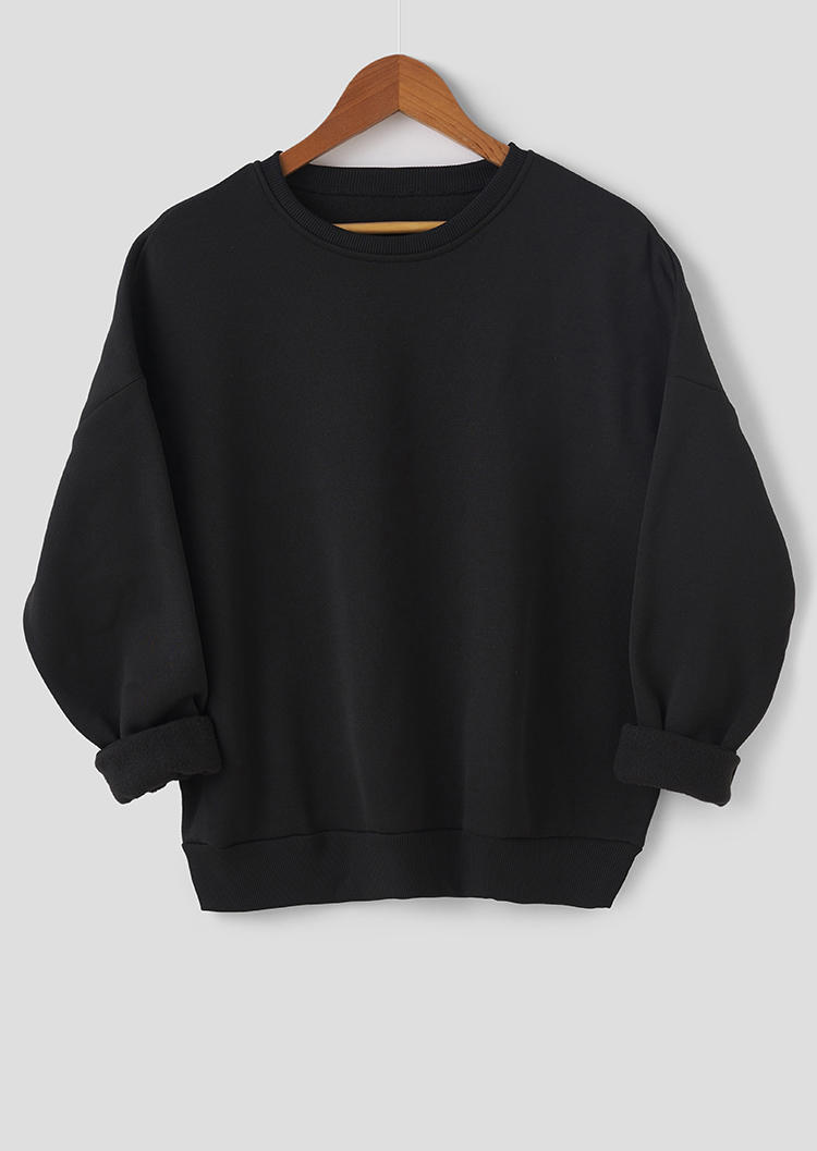 

Long Sleeve Drop-shoulder Loose Sweatshirt - Black, 517669