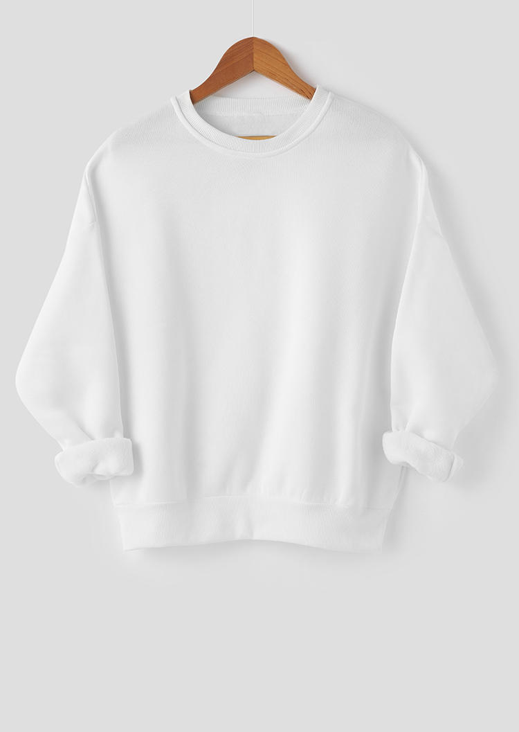 

Long Sleeve Drop-shoulder Loose Sweatshirt - White, 517672