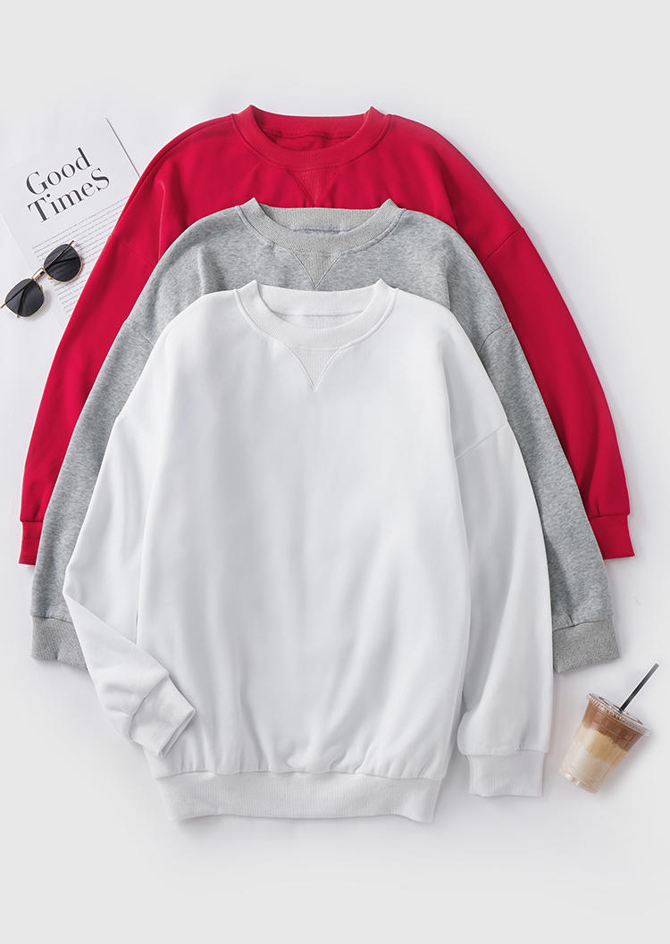 Long Sleeve Drop-shoulder Oversized Sweatshirt - Light Grey
