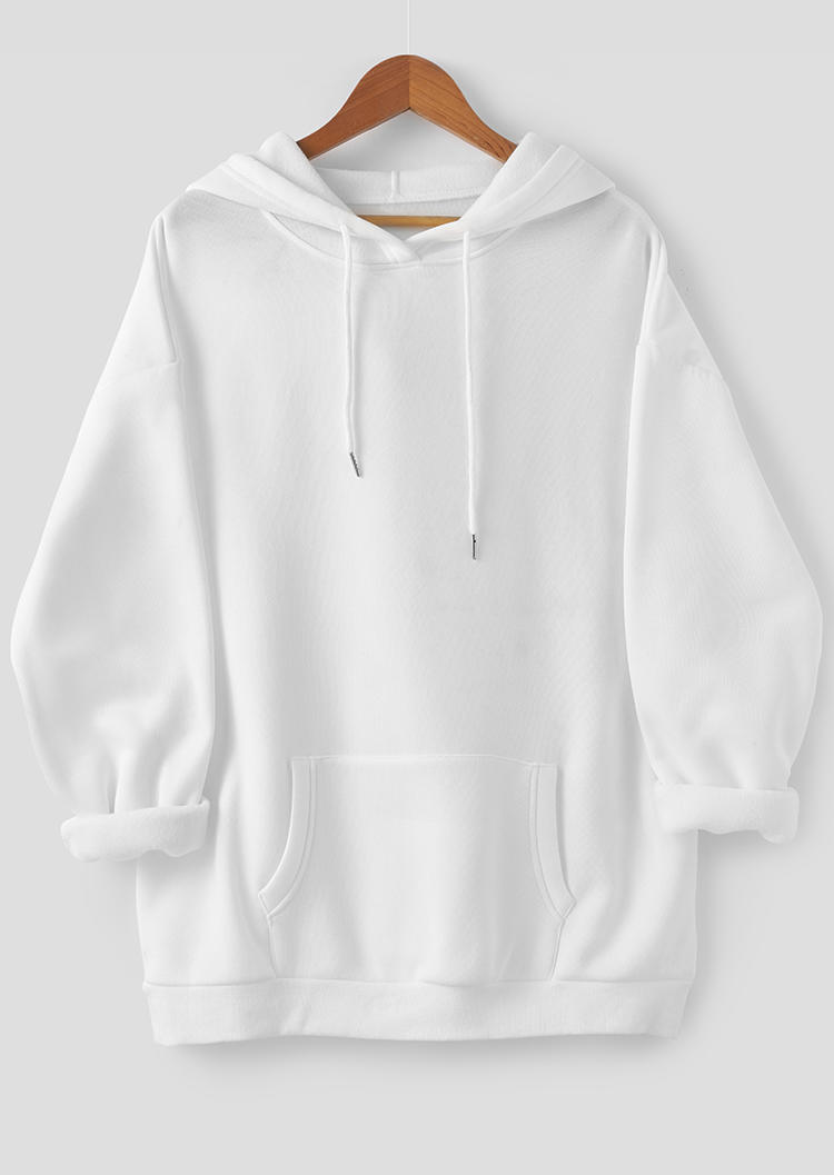 

Drawstring Kangaroo Pocket Oversized Hoodie - White, 524468
