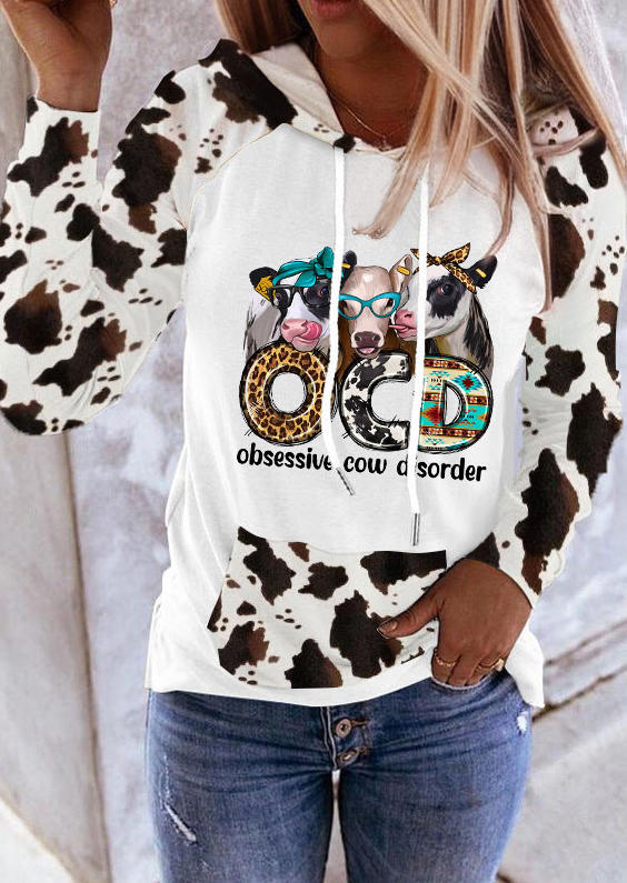 

Ocd Obsessive Cow Disorder Kangaroo Pocket Hoodie - White, SCM019497