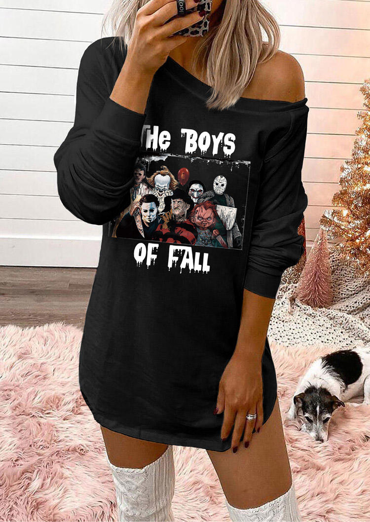

Graphic Sweatshirt Dress - Black, SCM019722
