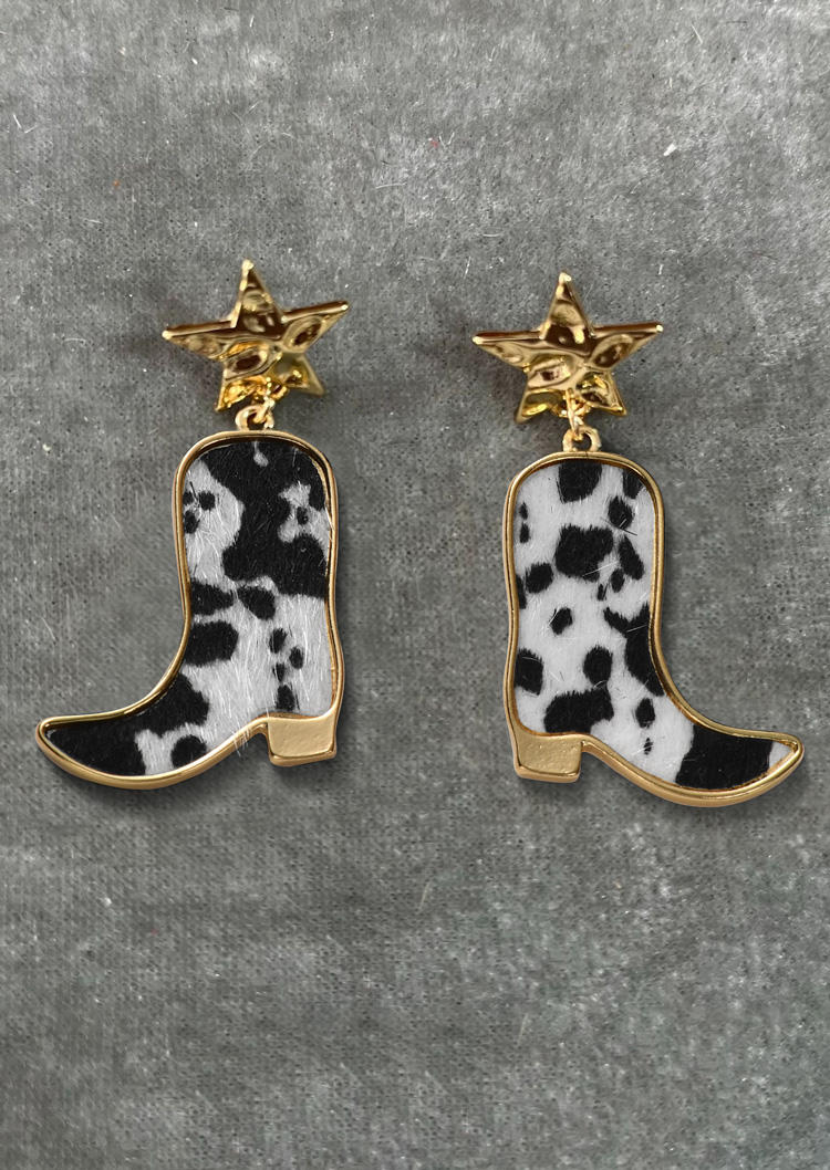 

Western Cow Star Alloy Earrings, Multicolor, SCM019366