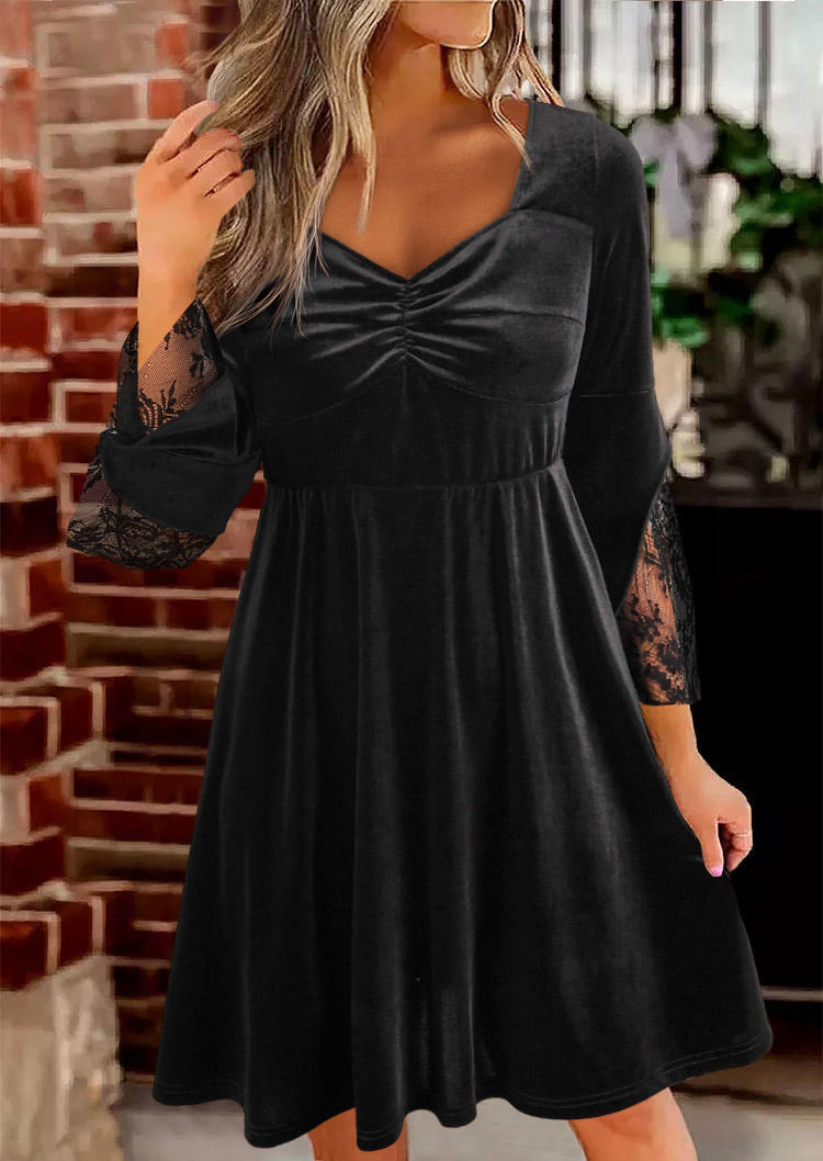 

Halloween Lace Splicing Ruffled Mini Dress - Black, SCM019443