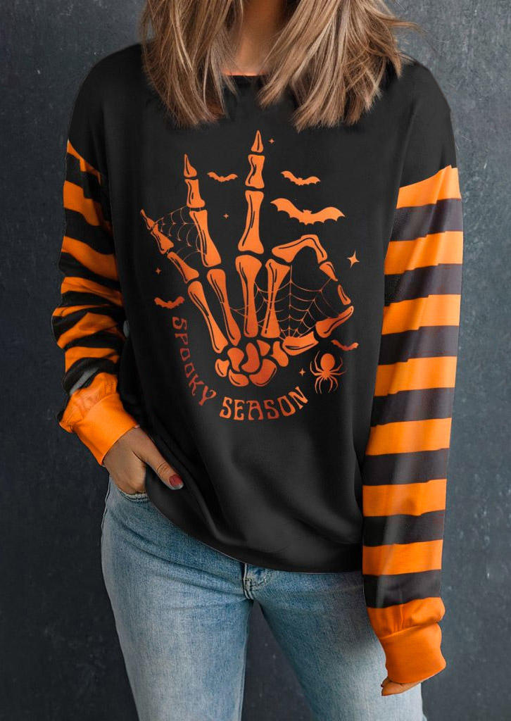 

Spooky Season Skeleton Hand Spider Bat Sweatshirt, Multicolor, SCM019619