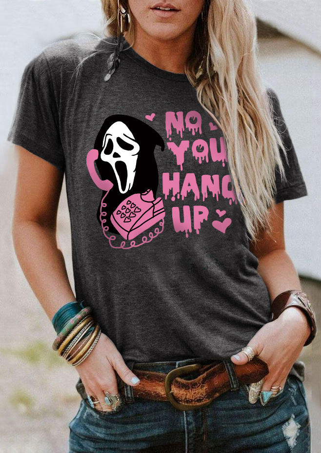 

Halloween No You Hang Up Ghost Face T-Shirt Tee - Dark Grey, Gray, SCM019657