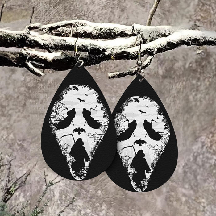Halloween Ghost Face Witch Water Drop Earrings