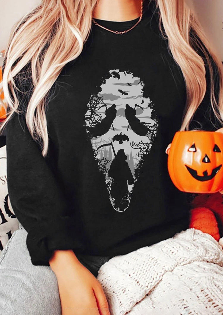 

Halloween Ghost Face Witch Sweatshirt - Black, SCM019771