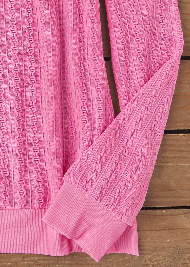 Lace Splicing O-Neck Sweatshirt - Pink